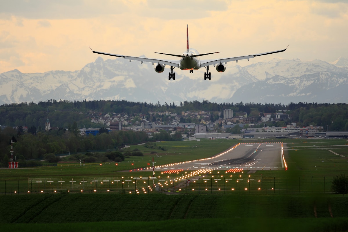 Aircraft on final approach for landing at airport