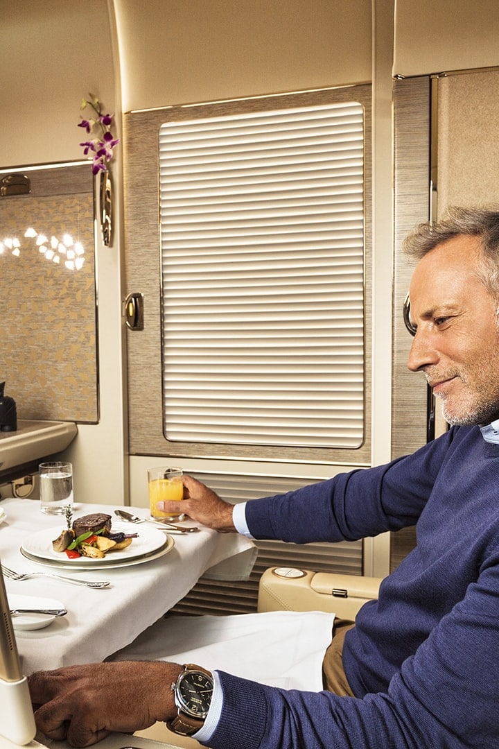 Emirates First Class gourmet dining